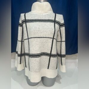 Ann Taylor Black and White Grid Sweater